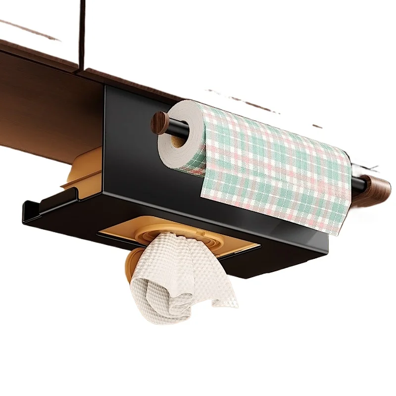 

Walnut kitchen tissue box upside down non-punching cabinet tissue shelf household tissue storage box