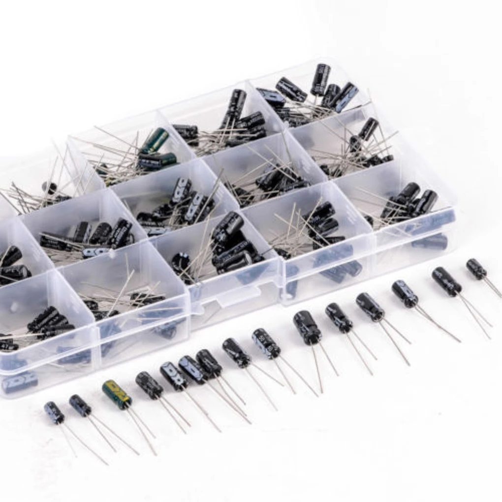 200 قطعة 15 قيم 0.1 فائق التوهج إلى 220 فائق التوهج مُكثَّف كهربائيًا صندوق تخزين من البلاستيك مجموعة المكثفات متنوعة