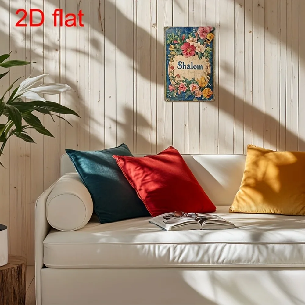 CIFBUY Vintage Floral Shalom Aluminum Wall Art 8x8 Inch Waterproof Durable Metal Sign for Home Office Garden Decor view 4