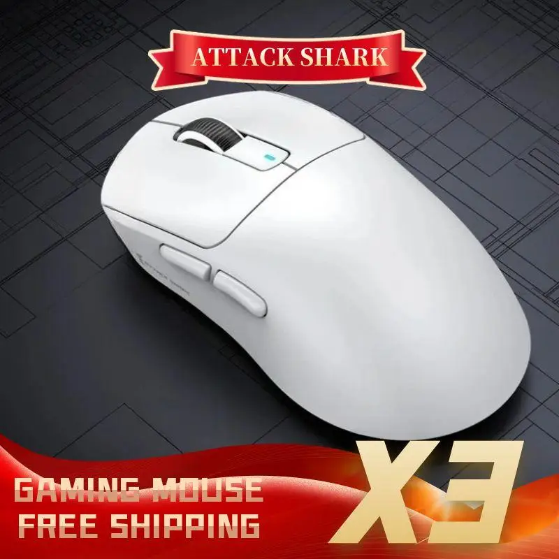 

Bluetooth-мышь Attack Shark X3, PixArt PAW3395, 26000 точек на дюйм, беспроводное трехрежимное соединение 2,4 г, легкая игровая мышь для макросов