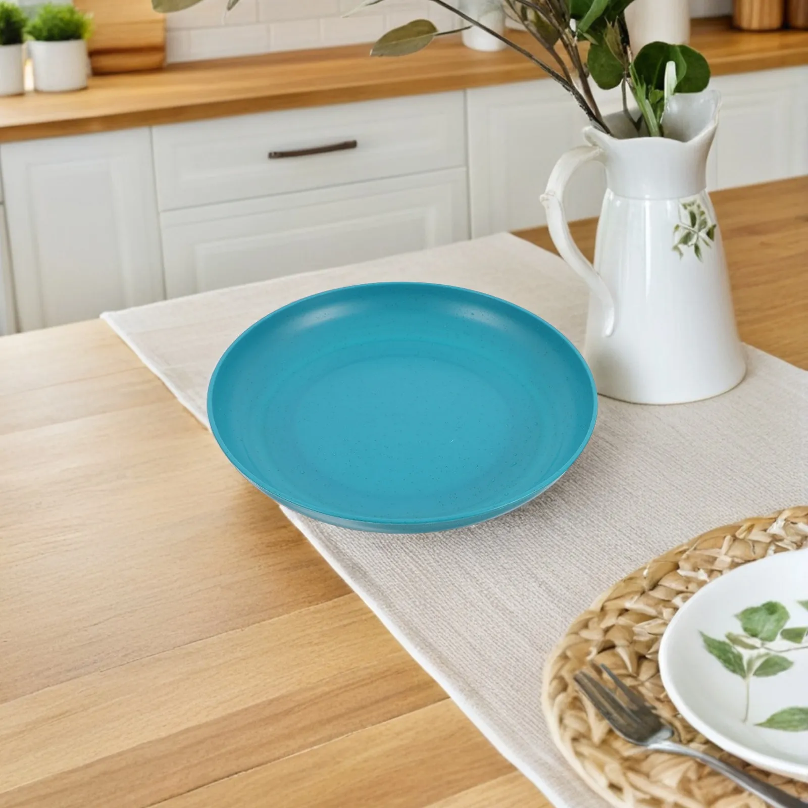 Wheat Straw Dinner Plates 4 Pack Drop Resistant Lightweight Tableware for Home Picnic Salad Fruit Snacks