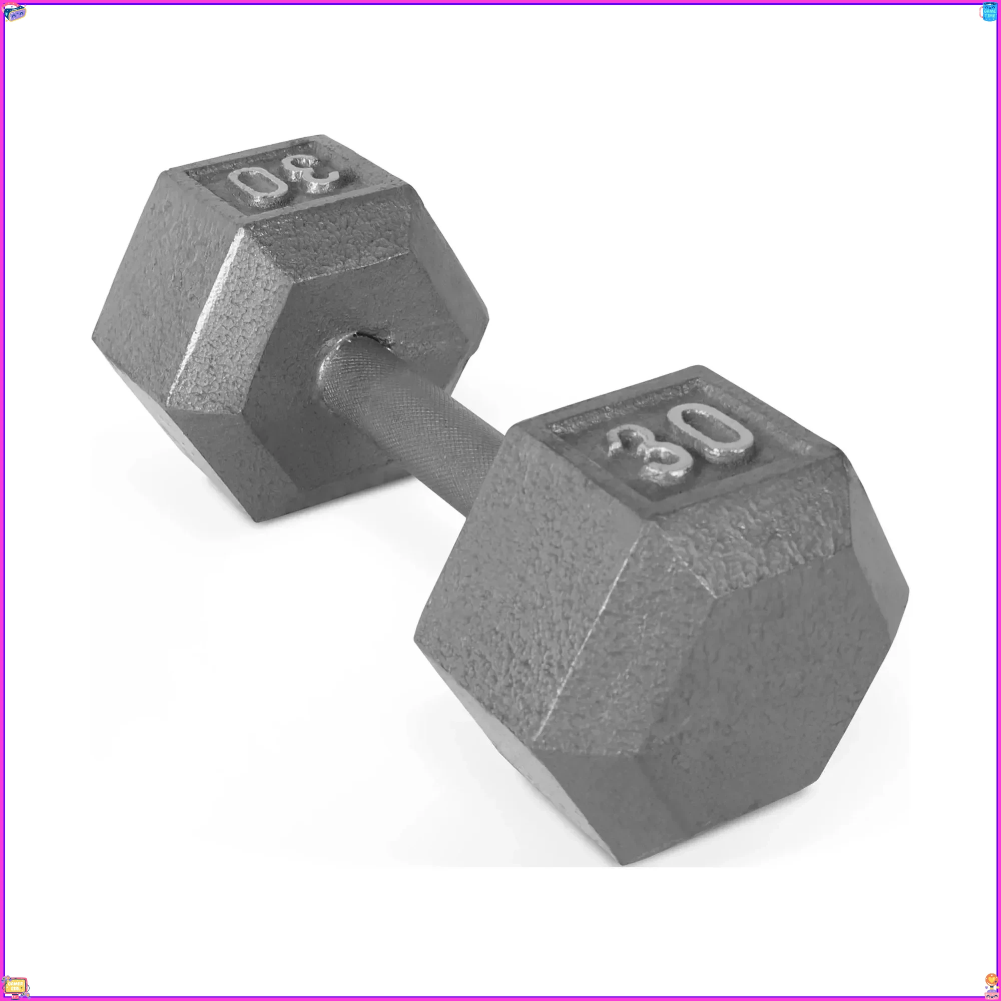 دمبل سداسي من الحديد الزهر بوزن 30 رطل، تصميم غير لفة ومستقر، تدريب على القوة الاحترافية لصالة الألعاب الرياضية والمنزل