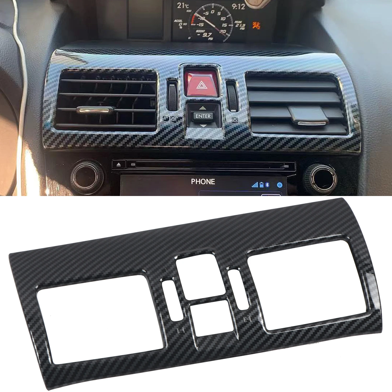 Car Accessories For Subaru WRX STI 2015-2021 ABS Carbon Fiber Printed Central Console AC Vent Outlet Cover Trim 1pcs