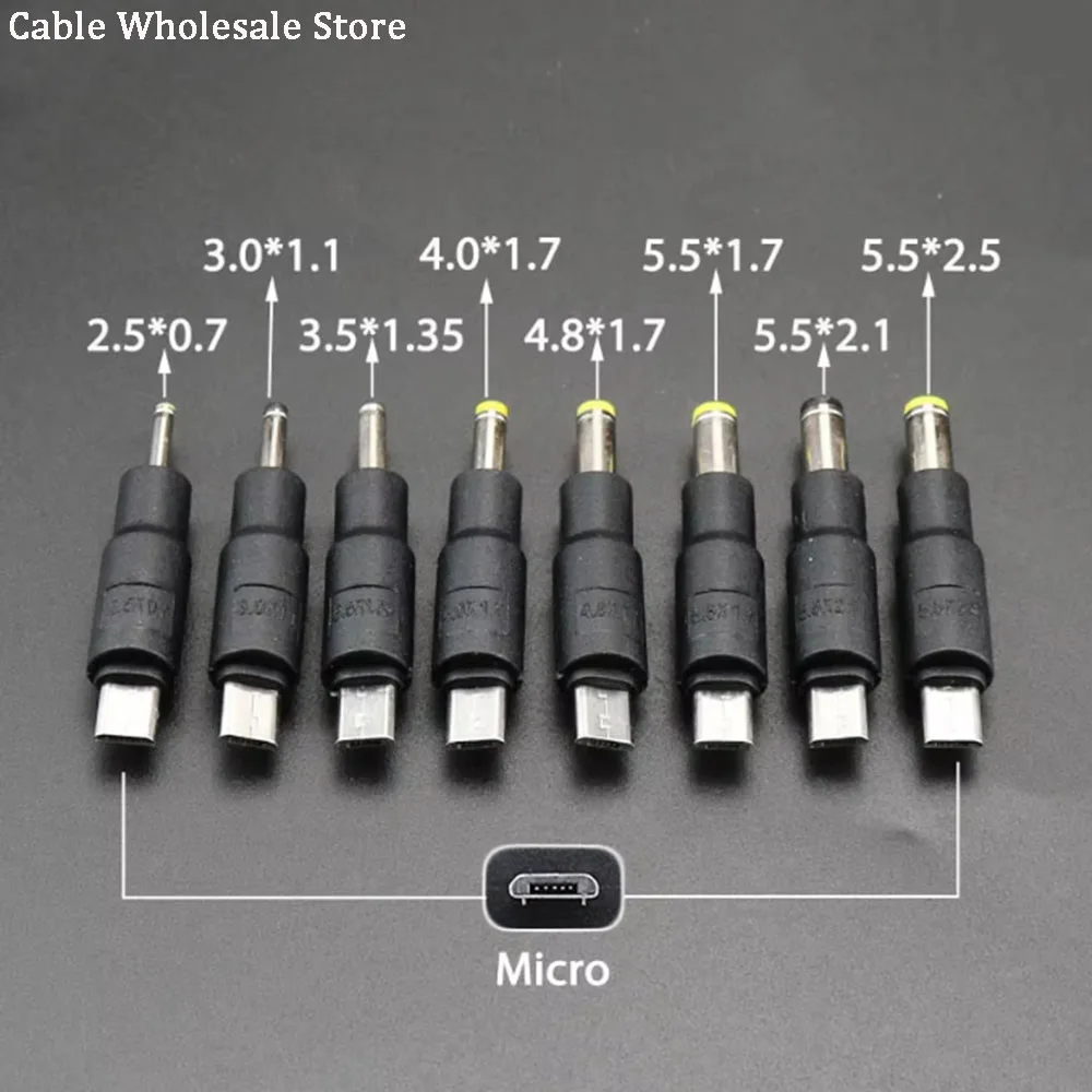 

1pcs Micro USB Plug to DC 5.5 4.8 4.0 3.5 2.5 2.1 1.7mm Power Male Connector Adapter For Smartphone Tablet Charger Converter