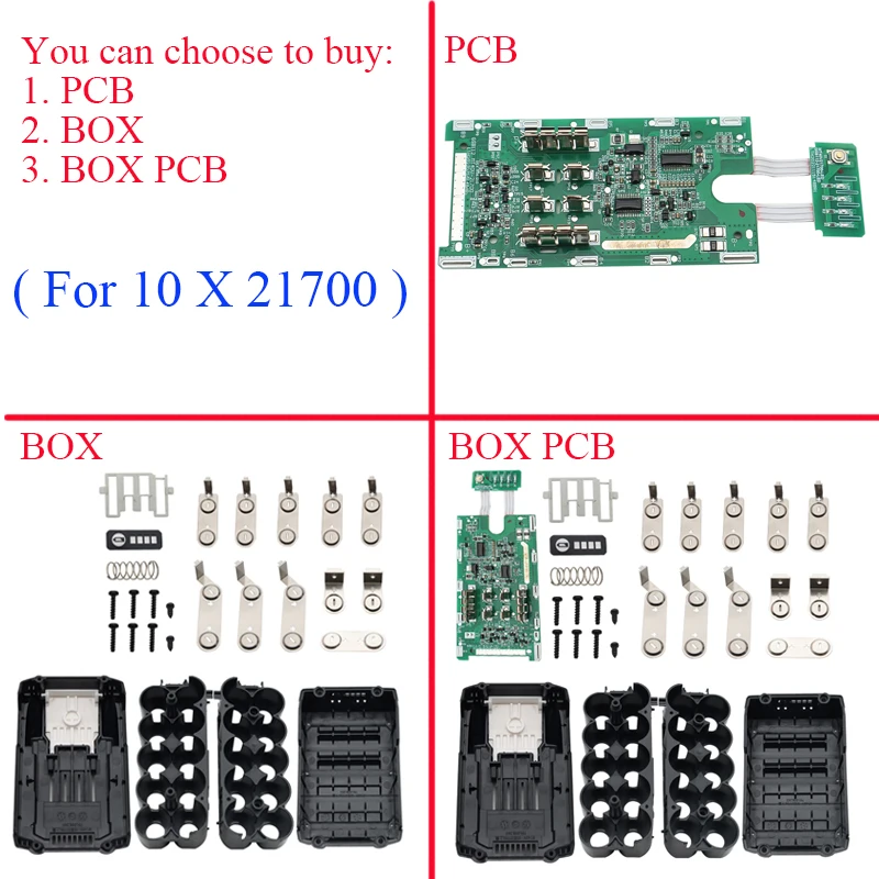 

10 X 21700 Li-ion Battery Plastic Case PCB Charging Protection Circuit Board Shell Box For MAKITA 40V Lithium Battery Housings