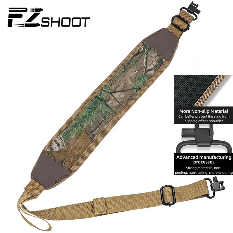 

EZshoot Two Point Sling with Removable Swivels Rifle Sling with Comfortable Neoprene Padded Gun Sling Strap for Outdoors Hunting