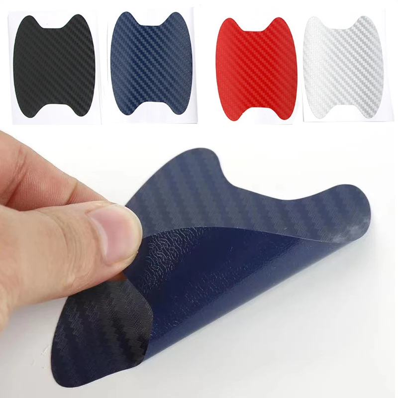 4pcs/set Car Handle Stickers Carbon Fiber Scratches Resistant Cover Car Door Protection Film Sticker Auto Exterior Accessories