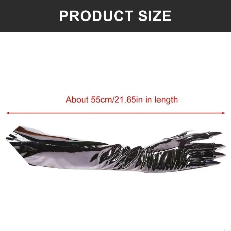 قفازات L5YA الفاخرة المصنوعة من الجلد ذات الأظافر الطويلة للنساء قفازات الساحرة للحفلات التنكرية والمناسبات الخاصة #6