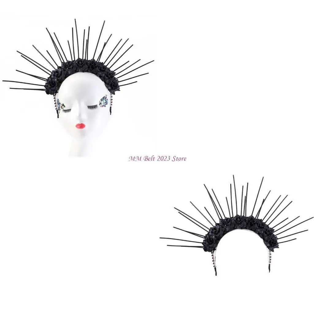 

49ME повязка на голову с цветком в форме ореола в форме фестиваля, обруч для волос для косплея для женщин, декор