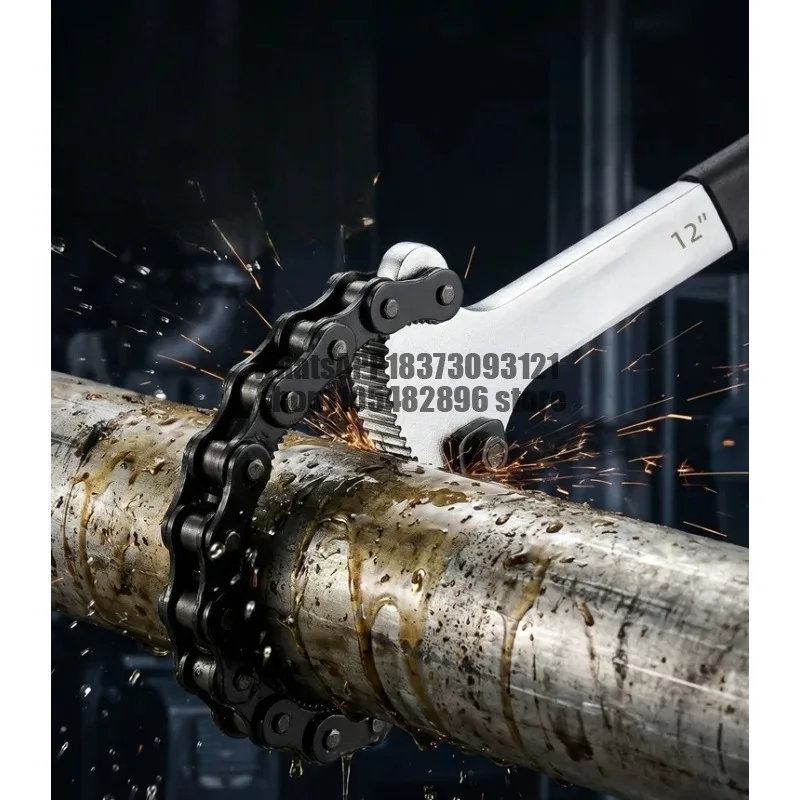 Chain Wrench Oil Filter, Multifunctional Adjustable Heavy Duty Pipe Clamp Removal