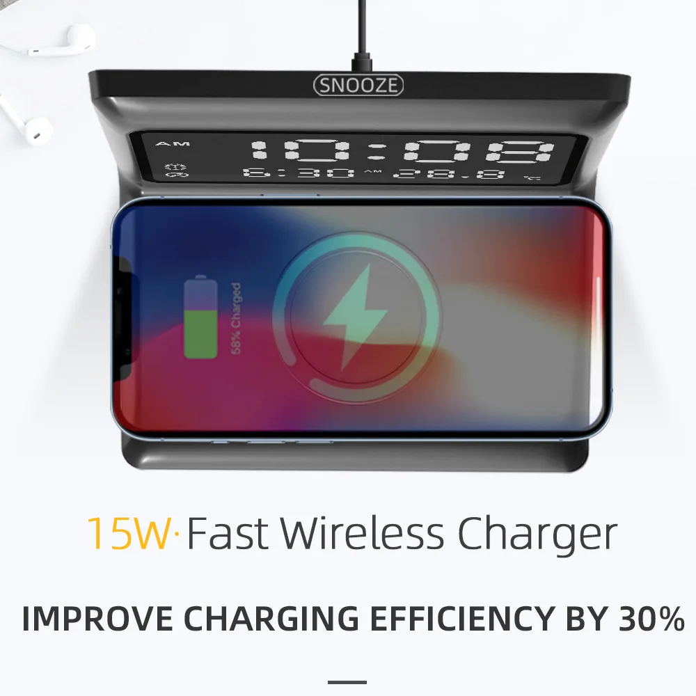 3 in 1 Multi-function 10W phone Wireless Charger LED Desktop Clock Charging Calendar Wireless Chargers For Iphone samsung Huawei