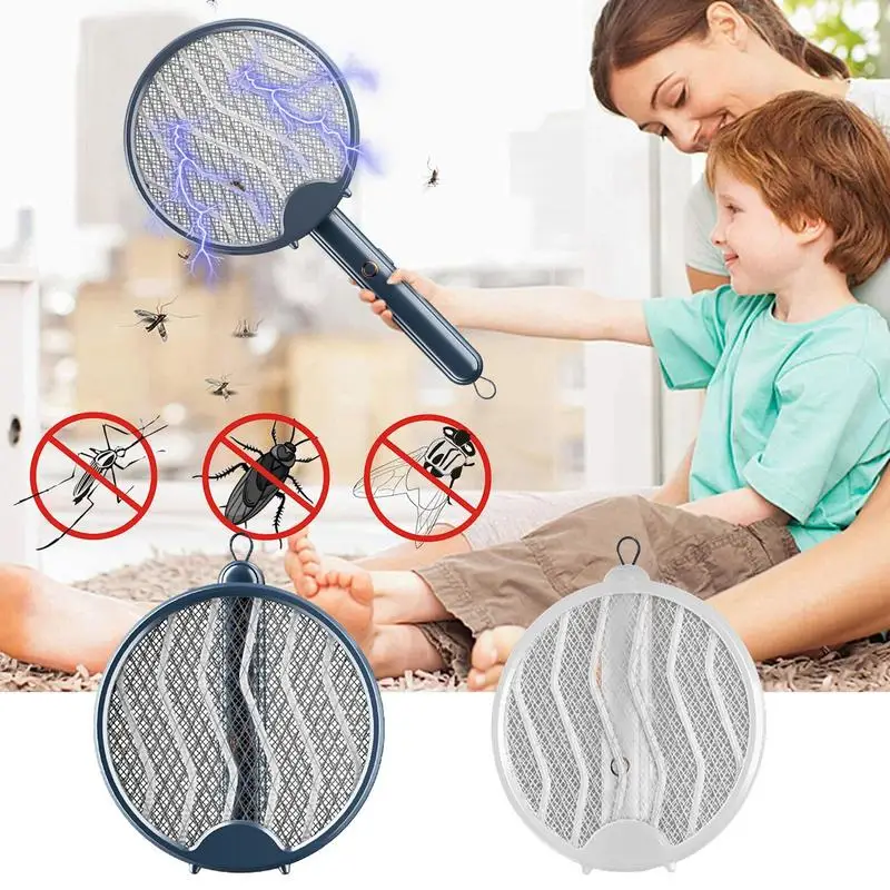 2 In 1 Mosquito Racket 3000V USB Rechargeable Fly Zapper Swatter With Lamp Seduction Trap Summer Night Baby Sleep Protect Tools