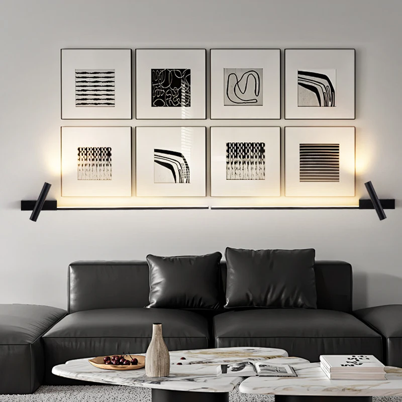 Long Strip LED Wall Lights with Rotatable Spotlight Hardwired Reading Lamp LED Wall Sconce for TV Background Corridor Bedside view 5