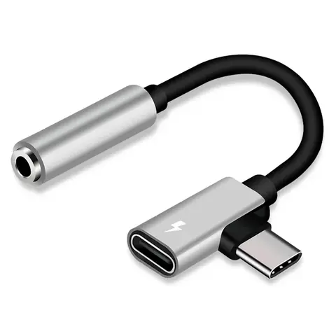 2-i-1-kabel USB-C hörlurar Aux 3,5 mm adapterladdare passar för Xiaomi Huawei typ-C till 3,5 mm ljudsplitter hörlurar 10 best sales USB till ljuduttag - №9