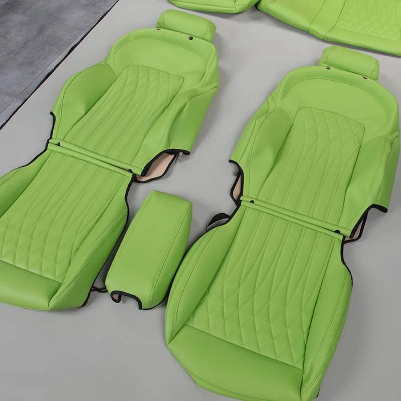 Wholesale Diamond Design Napa Leather Luxury Car Interior Seat Cover 5 Seats Apple Green Seat Cushion Cover