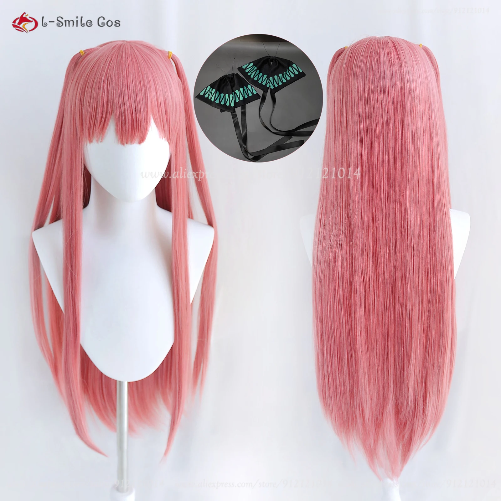 Anime Nakano Nino Cosplay Wig 80cm Long Straight Wigs Pink Heat Resistant Synthetic Hair Halloween Role Play Wigs + Wig Cap