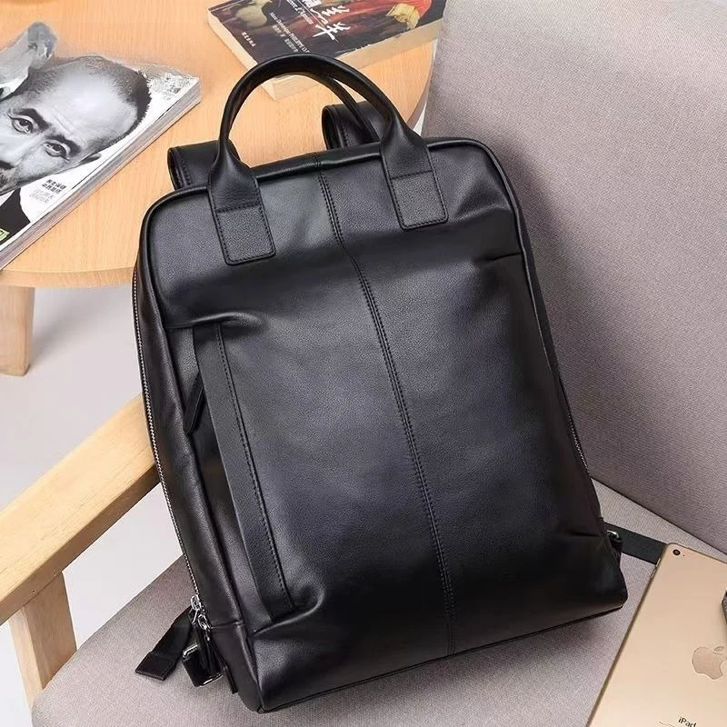 

2026 New Brand Fashion Genuine Leather Men Woven Backpacks Real Natural Leather Student Backpack Boy Luxury Computer Laptop Bag