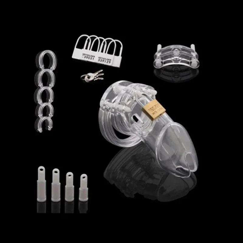 5 Size Male Chastity Cage Device Small/Standard Cock Cage with Rings Erotics Urethral Brass Lock Locking Sex Toys for Men Adults