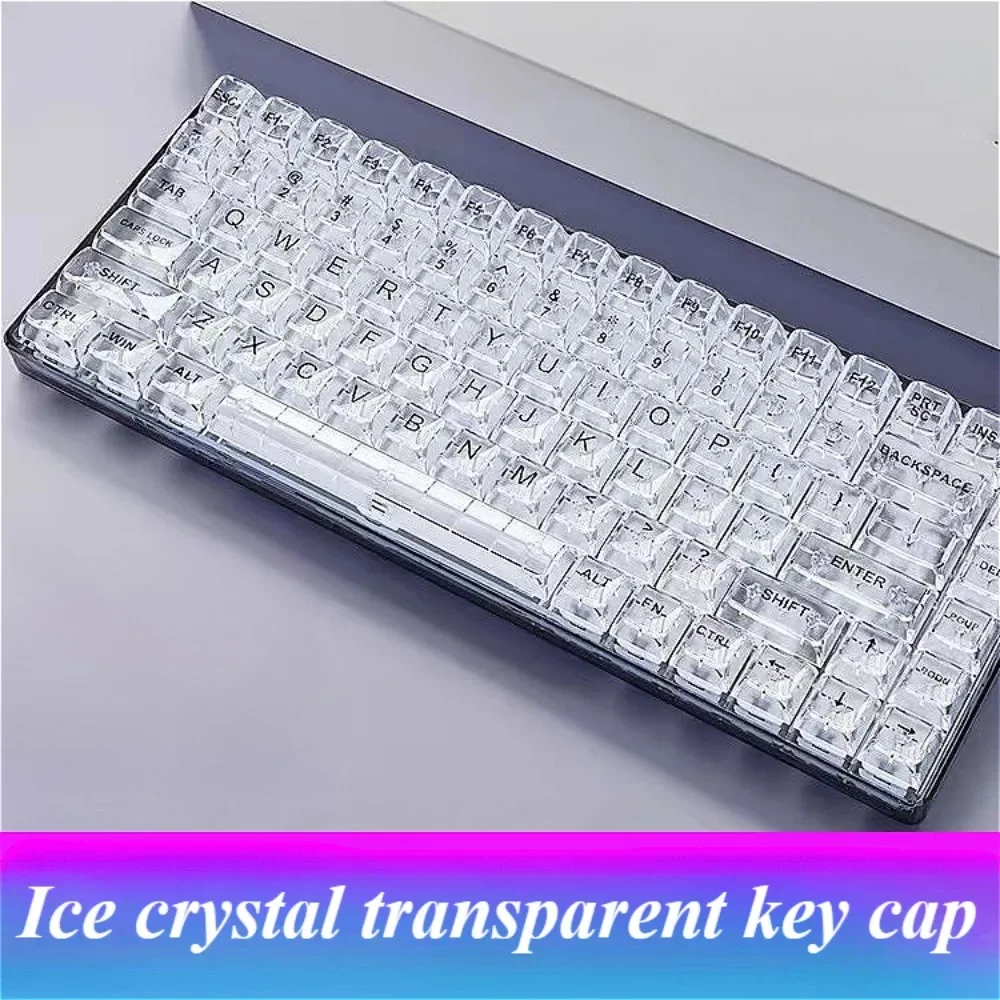 132 Tasten, Ice Clear Crystal Tastenkappen CBSA-Profil GMK PC personalisierte Tastenkappen für mechanische Tastaturen Sublimations-Tastenkappen