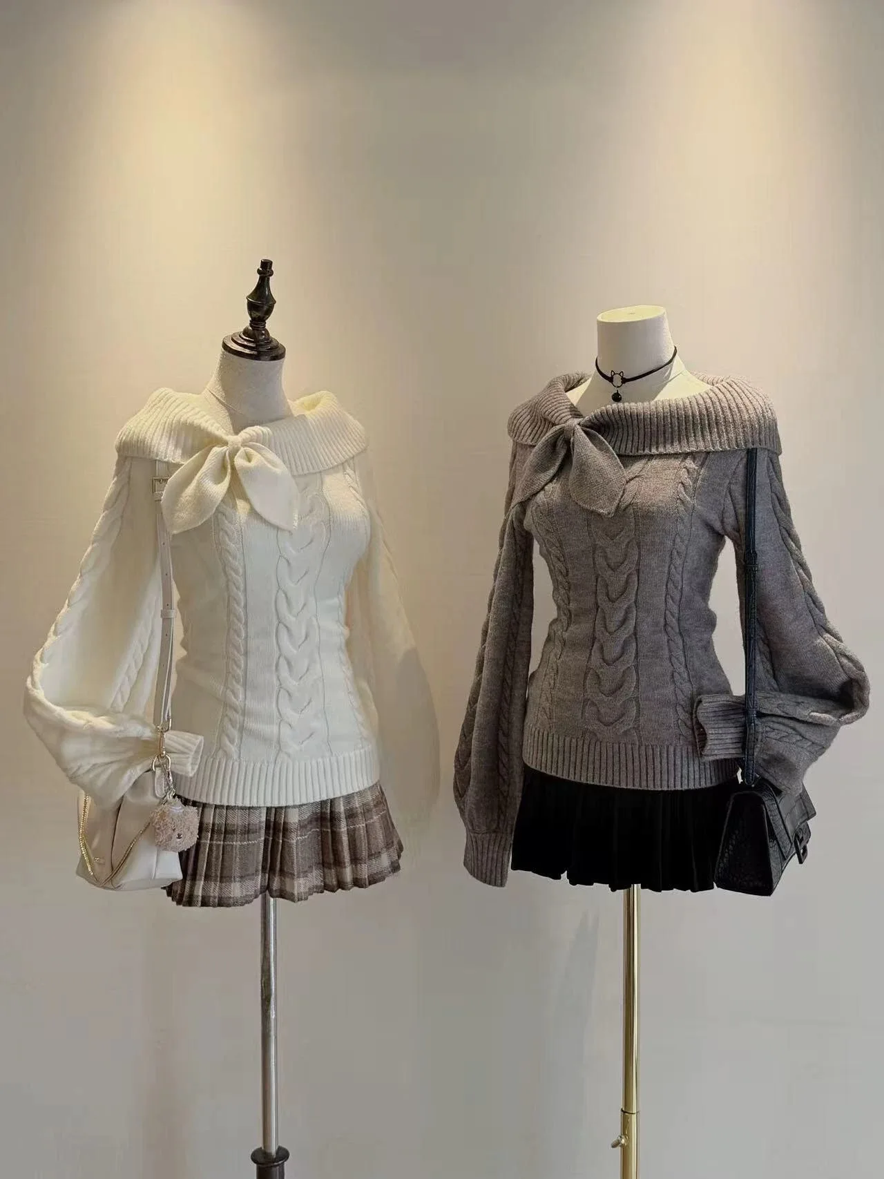 Originele JK Vintage Slim Fit taille-kalkende College Sle Long Sve gebreide trui top zoete zachte basislaag irt