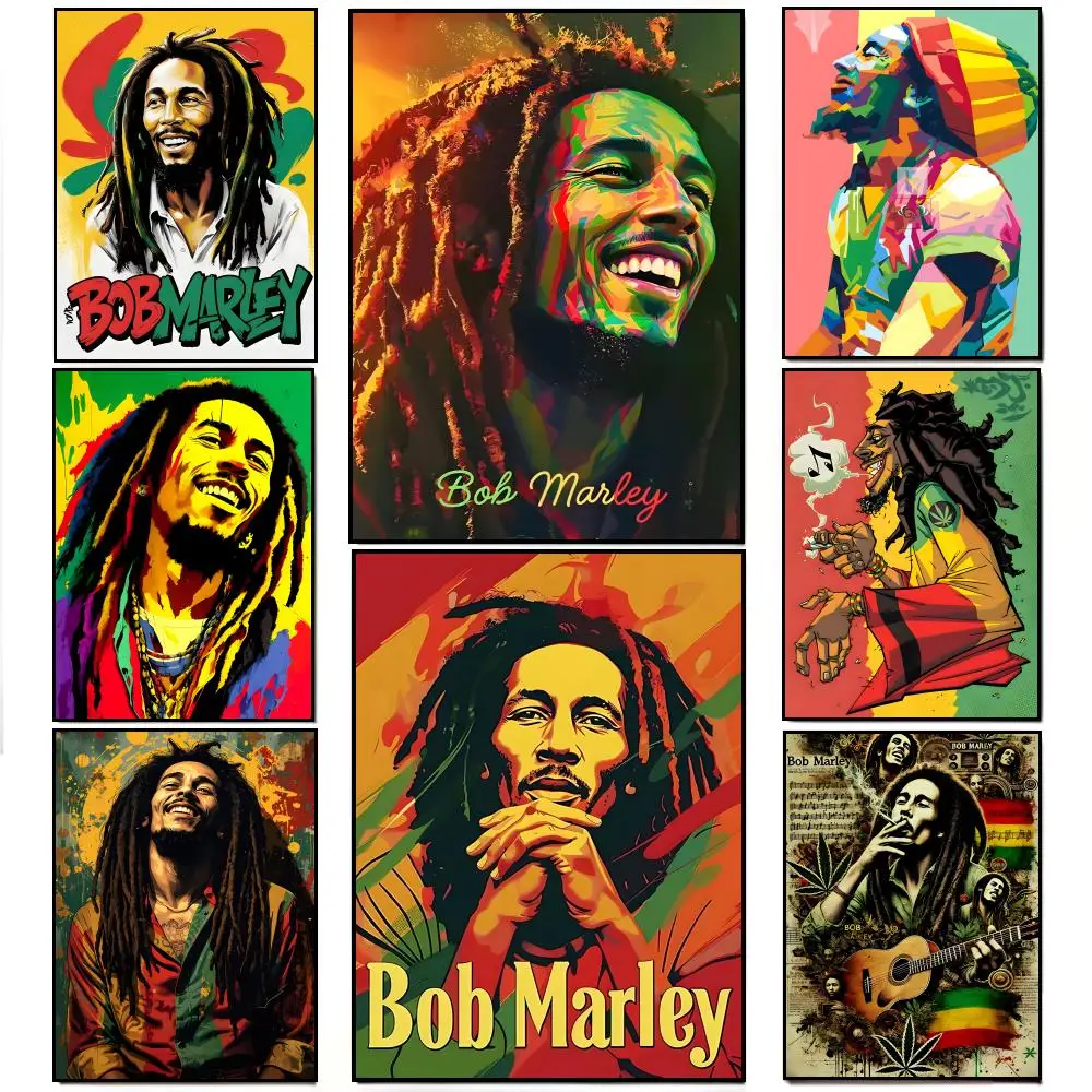 Singer Reggae B-Bob Marley Poster Poster HD  Waterproof Wall Sticker Bar Living Room Decor Gift