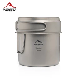 Widesea Camping Portable Mug Titanium Cooking 1100ML Pot Pan Folding Handles Hiking Outdoor Ultralight Tableware Cookware