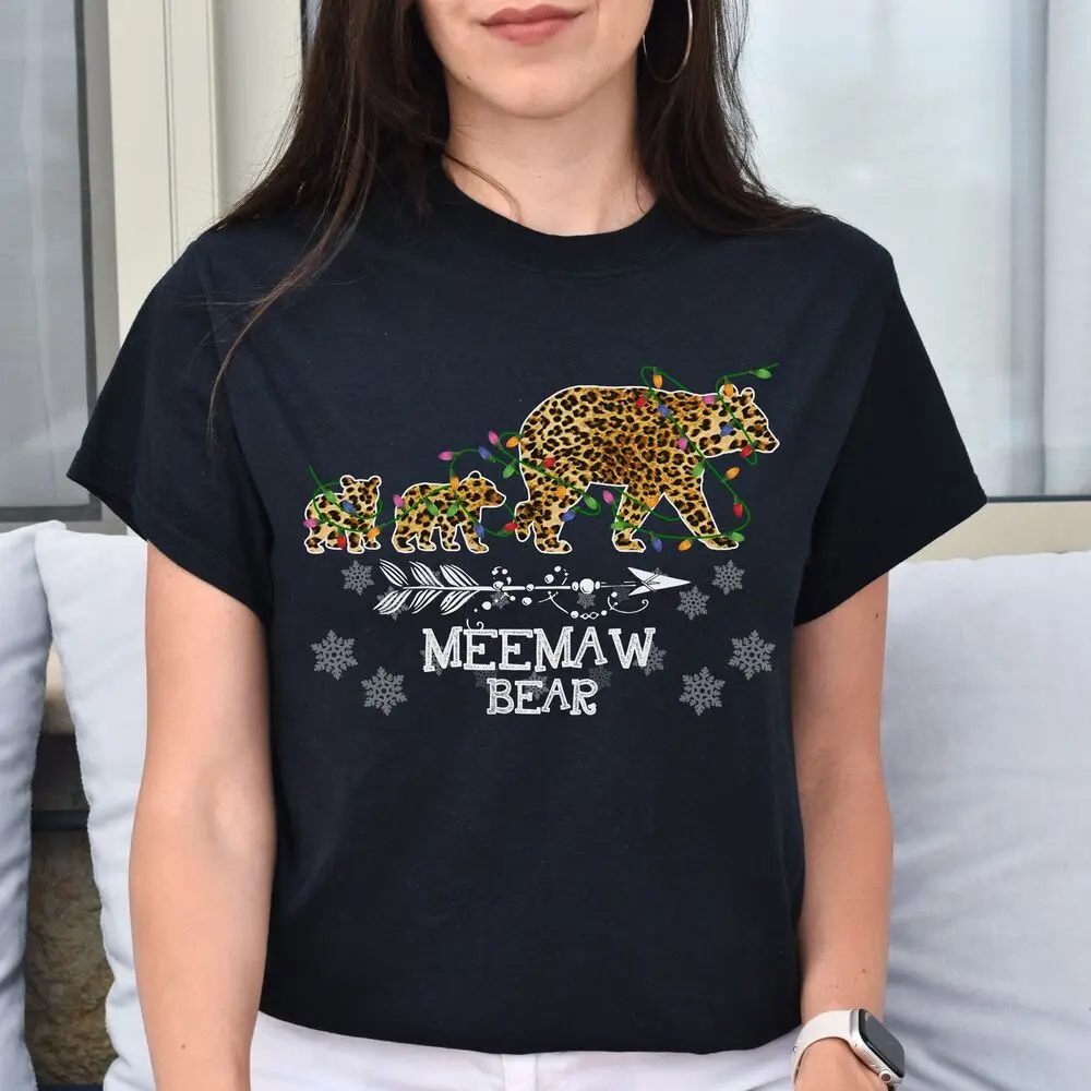 Meemaw bear Christmas Unisex shirt mama Holiday tee Black Dark Heather High Quality 100%Cotton Short Sleeve