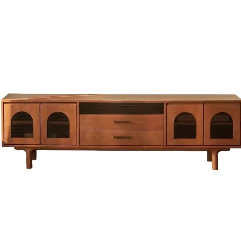 

Retro Cherry Wood Moore TV Cabinet Solid Wood Wall Cabinet Small Apartment Living Room Video