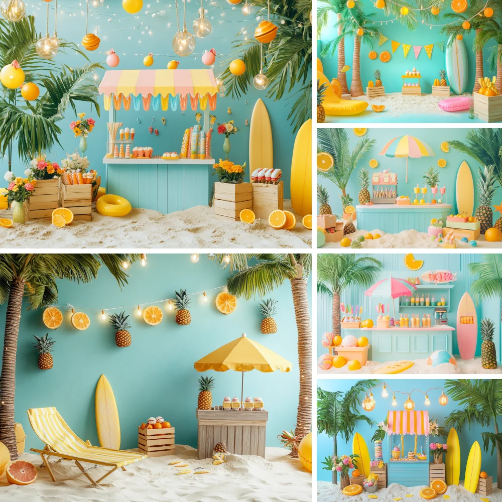

Photography Background Summer Beach Shop Orange Decor Kids Birthday Party Cake Smash Baby Shower Backdrop Photo Studio