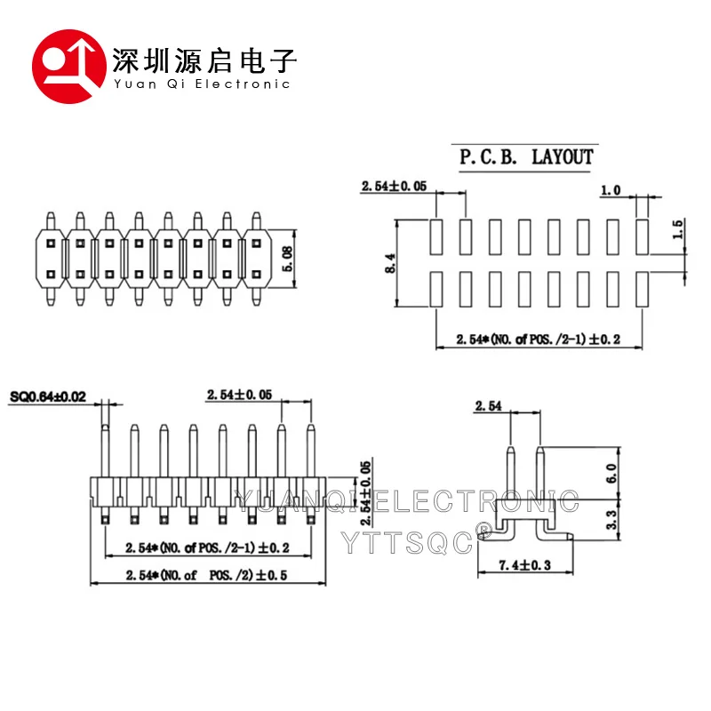 10 Uds SMD SMT 2x2/3/4/5/6/7/8/9/10/12/14/15/16/18/20/40/ PIN Doble fila macho PIN cabezal 2,54 MM PITCH Strip conector 2x6/8/10/20