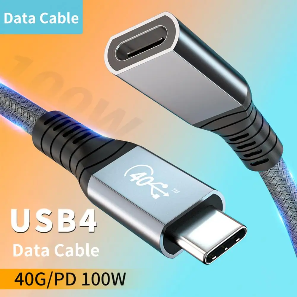 Extend Connector Cable  Useful High Resolution Plug Play  USB4.0 Type-C Male to Female Audio And Video Data Cable Home Supplies