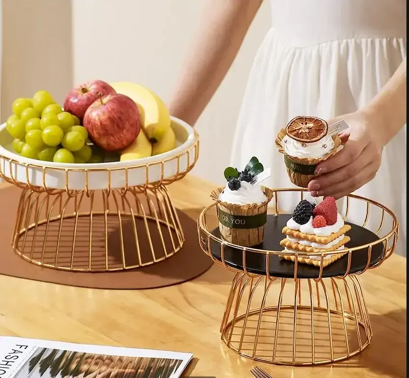 

Роскошная металлическая керамическая тарелка с фруктами, свадебная вечеринка, высокий торт, современная домашняя посуда, птичья клетка, десертная витрина