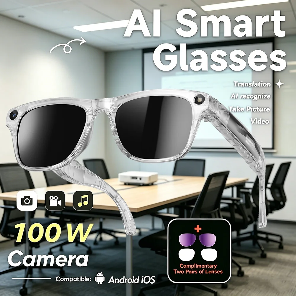 

2026 AI Smart Glasses Anti-Shake Photography AI Interaction Calling and Listening to Music Translation Fashionable Smart Glasses