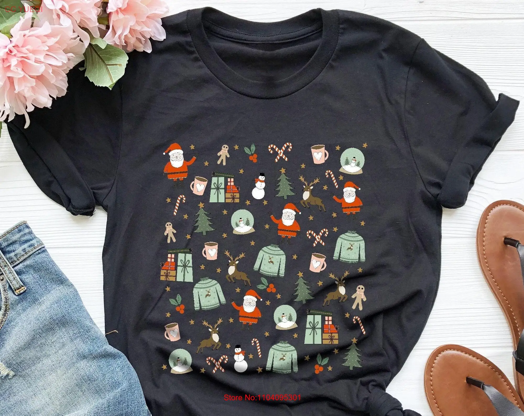 Camiseta navideña Holiday Little Things, fiesta de garabatos favorita para mujer, lindas mangas largas o cortas de Navidad