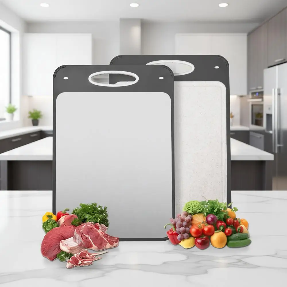 

Double-Sided Non-Toxic Metal Chopping Boards, Dishwasher Safe, Ideal for Meat, Fish, and Vegetables, Easy Clean Large Board