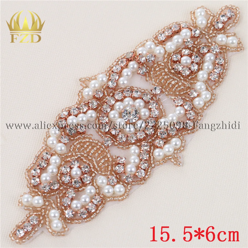 (1piece)Handmade Sew Iron on Diamante Clear Beaded Crystal Rhinestone Applique Patch for Wedding Dresses DIY Crystal Bridal Belt