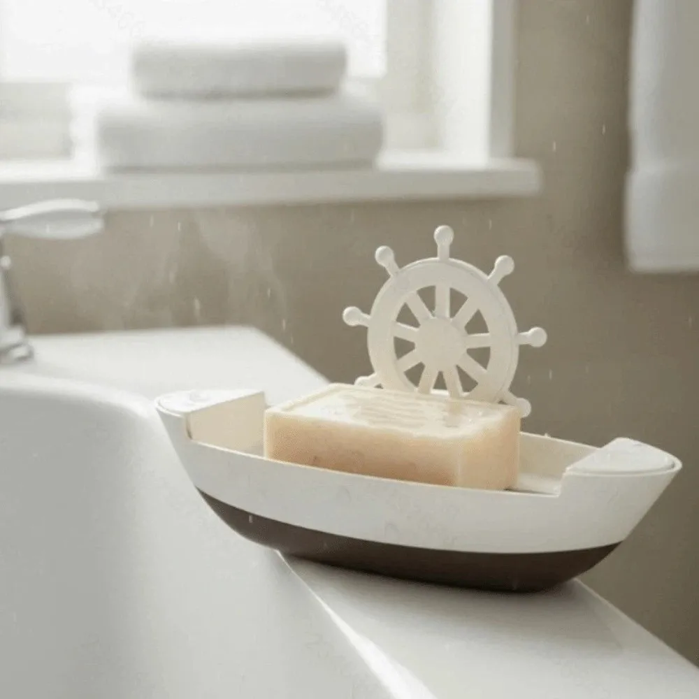 

Cute Drainage Boat-Shaped Soap Dish Plastic Innovative Soap Holder Household Cartoon Soap Dish Toilets