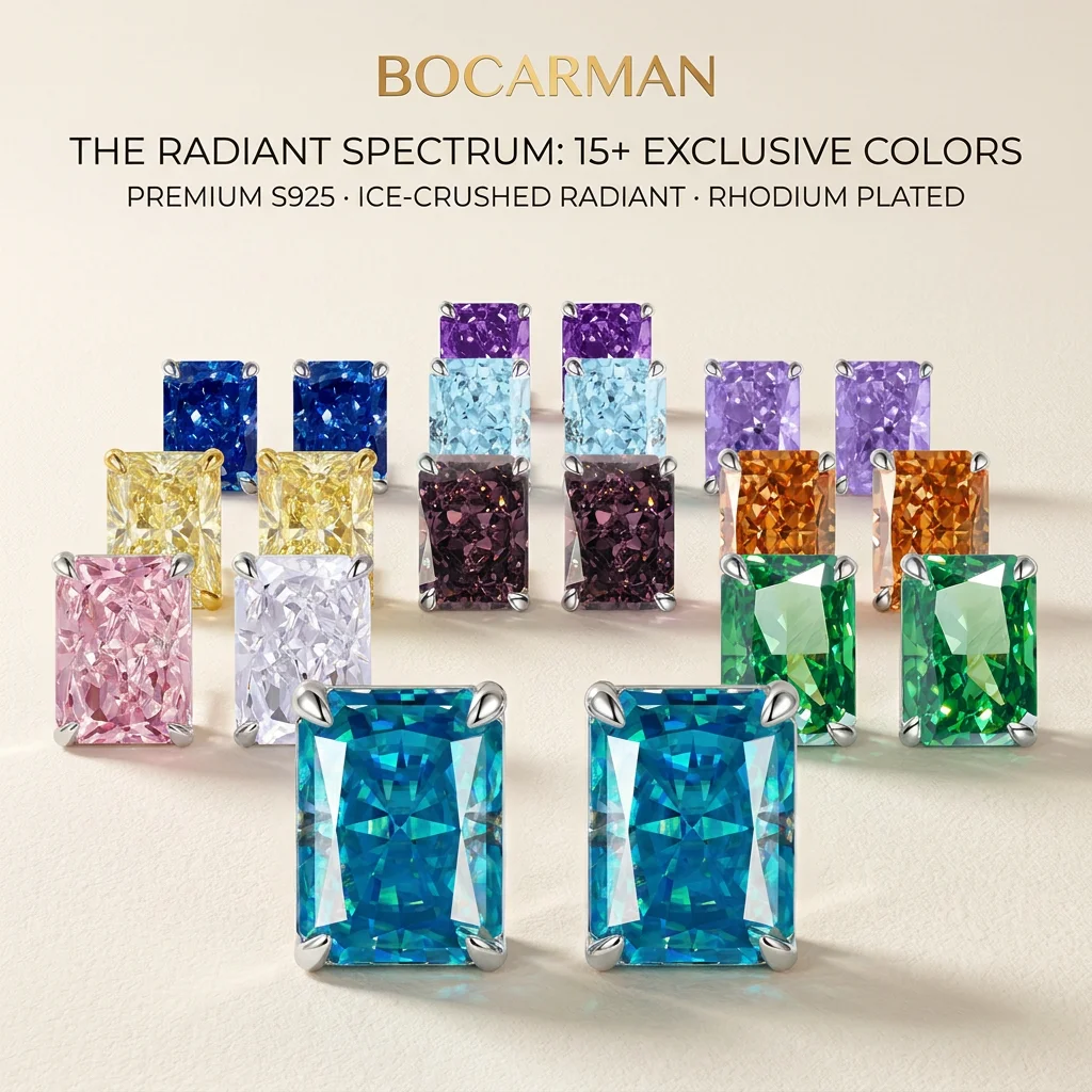 BOCARMAN S925 Silberohrringe, schimmernd, minimalistisch, elegante Ohrringe mit eisgeschnittenen Diamanten und hochkarätigen Diamanten, inklusive Geschenkbox – Detail 3