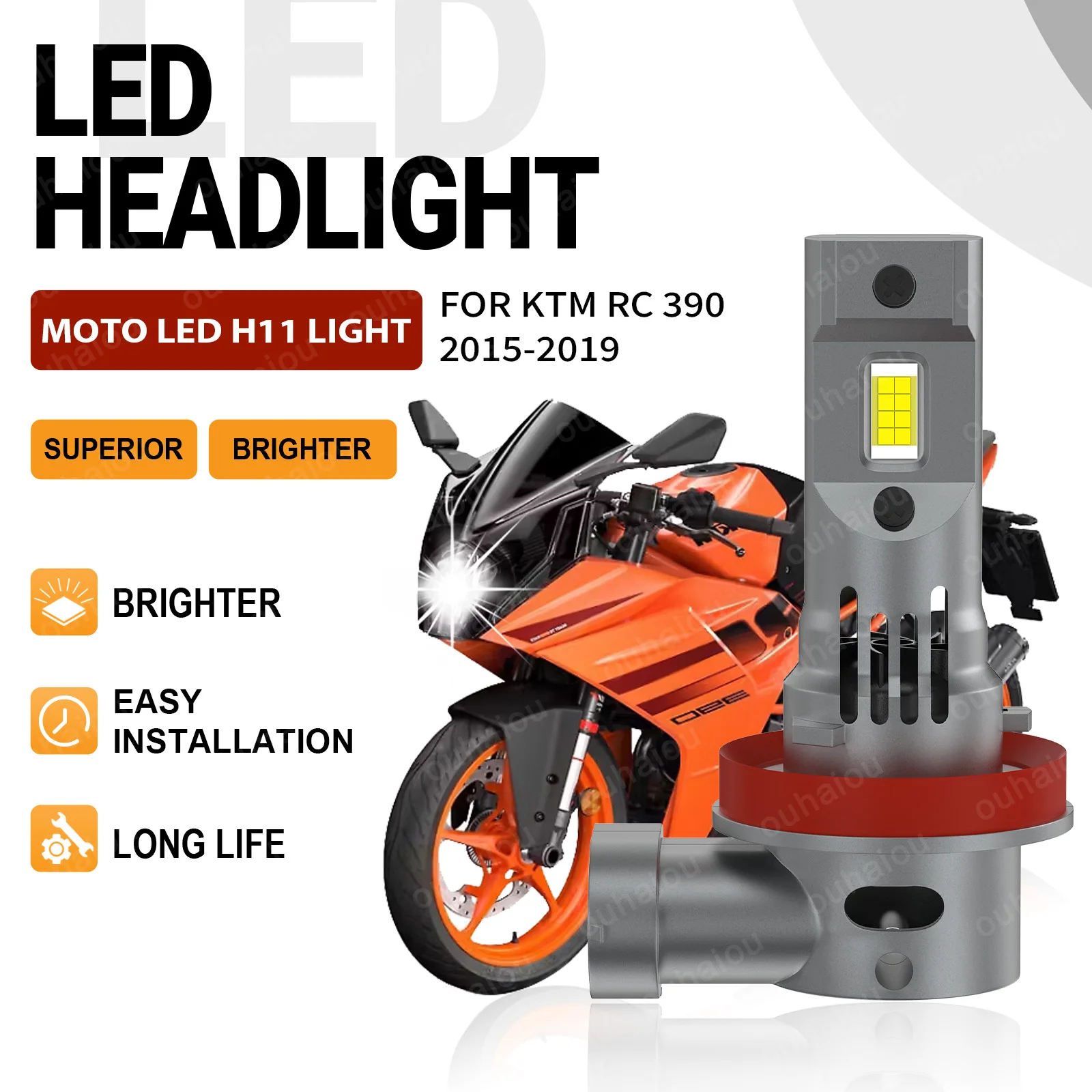 

Супер яркая светодиодная лампа для мотоциклетных фар H11 CSP 3570, чип, мотоциклетные лампы для KTM RC 390 2015 2016 2017 2018 2019