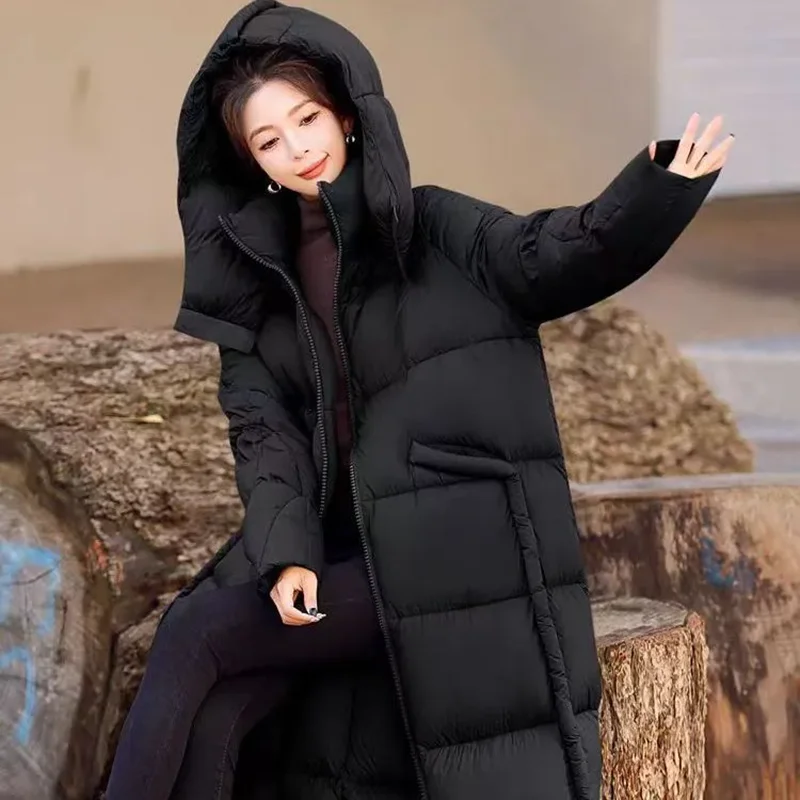 Winter New Down Cotton-Padded Jacket Women's Overcoat Korean Loose Thicken Warm Parka Long Hooded Winter Cotton Jacket Outwear