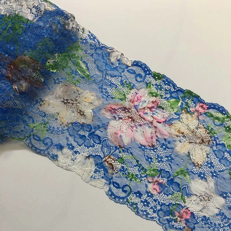

20Yds Light Blue Floral Elastic Lace Trim Lingerie Sewing Craft DIY Apparel Fabric Lace Dress Garment Accessory