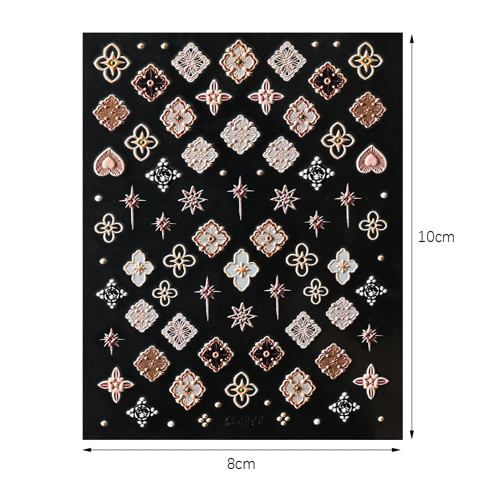 1 قطعة Buccellati ريترو الصليب بوهو مسمار الفن ملصقات 5D الإغاثة بوهيميا ذاتية اللصق الشارات البوهيمي تصميم الشارات مستلزمات الأظافر