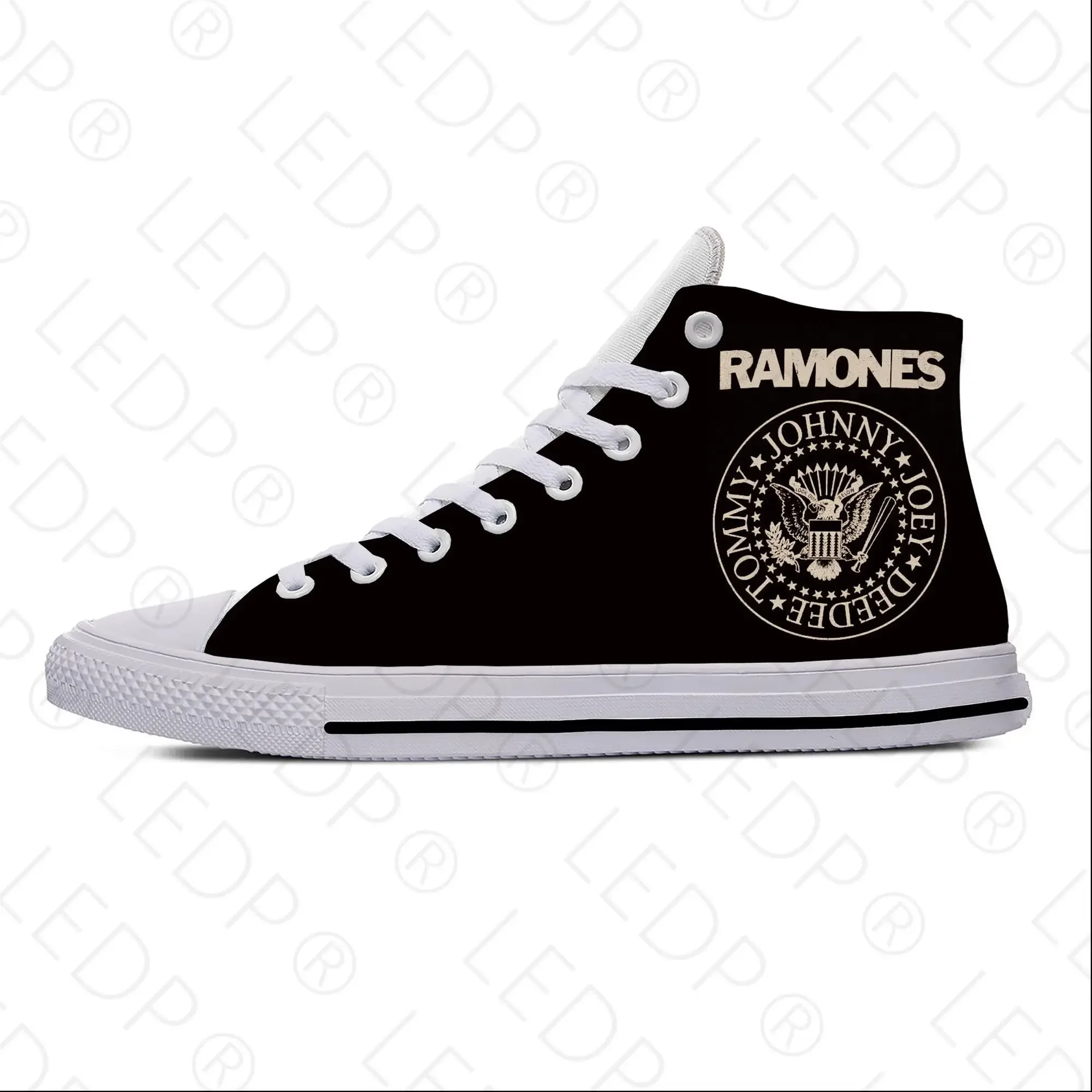 Ramone Seal Eagle Punk รองเท้าตลกแฟชั่นผ้าลำลอง, รองเท้าผ้าใบหุ้มข้อน้ำหนักเบาระบายอากาศได้ดีพิมพ์ลาย3D สำหรับผู้ชายผู้หญิง