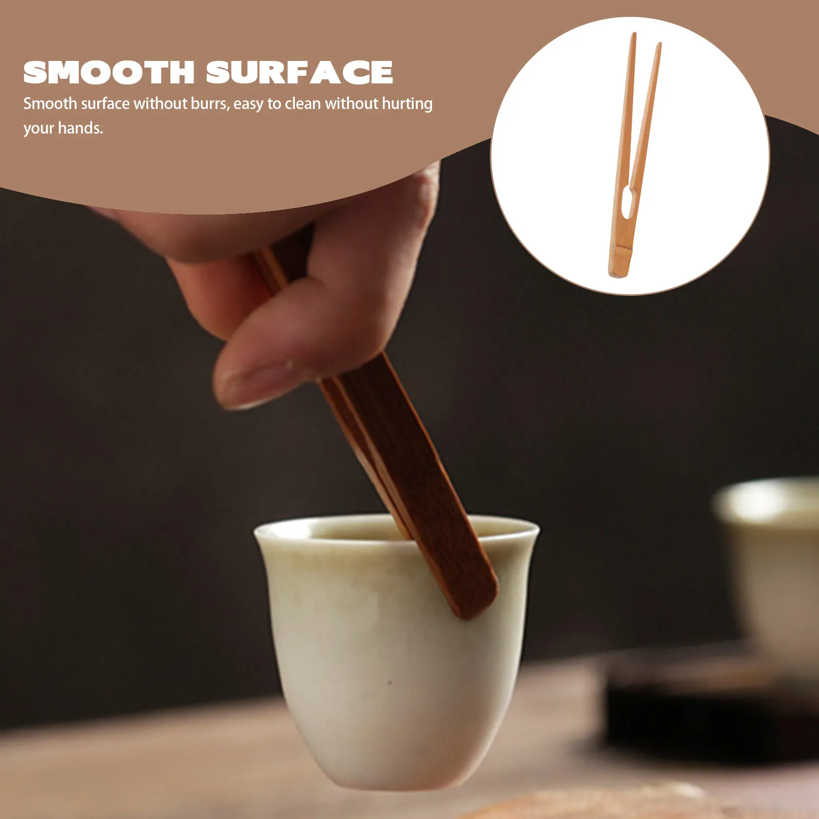 

1Pcs Bamboo Tea Clamp Ergonomic Design Food Tong for Vegetables Ice Cubes Cake Cooking Outdoor Kitchen Accessory Utensil