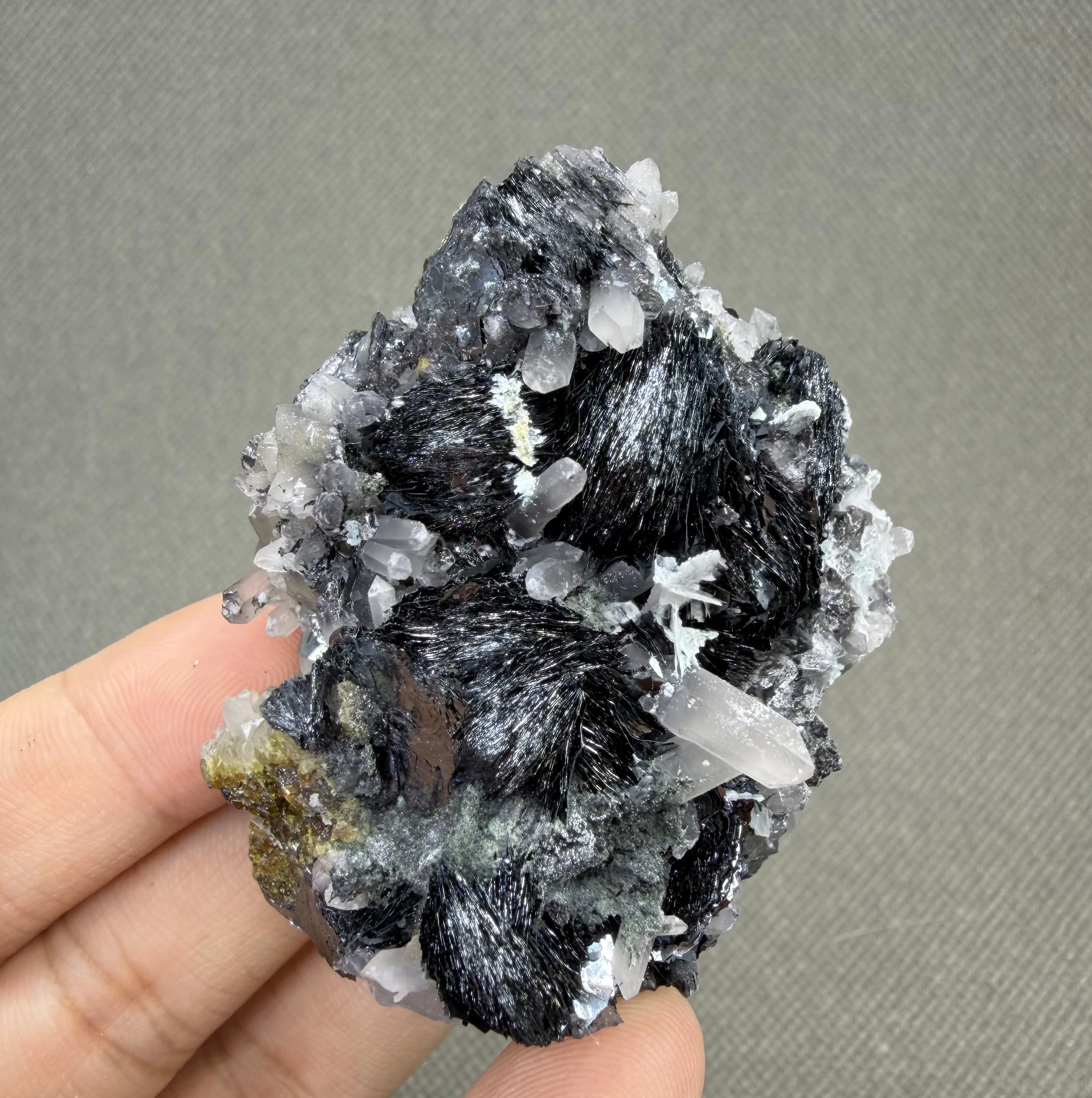 146 g Rare Specularite Quartz Alternating Silver Mica & Clear Prisms Banded Mineral Specimen