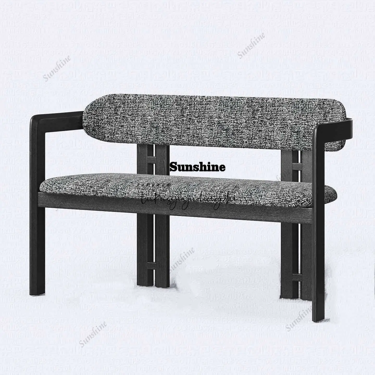 

Minimalist retro solid wood bench home living room backrest dining chair simple armchair