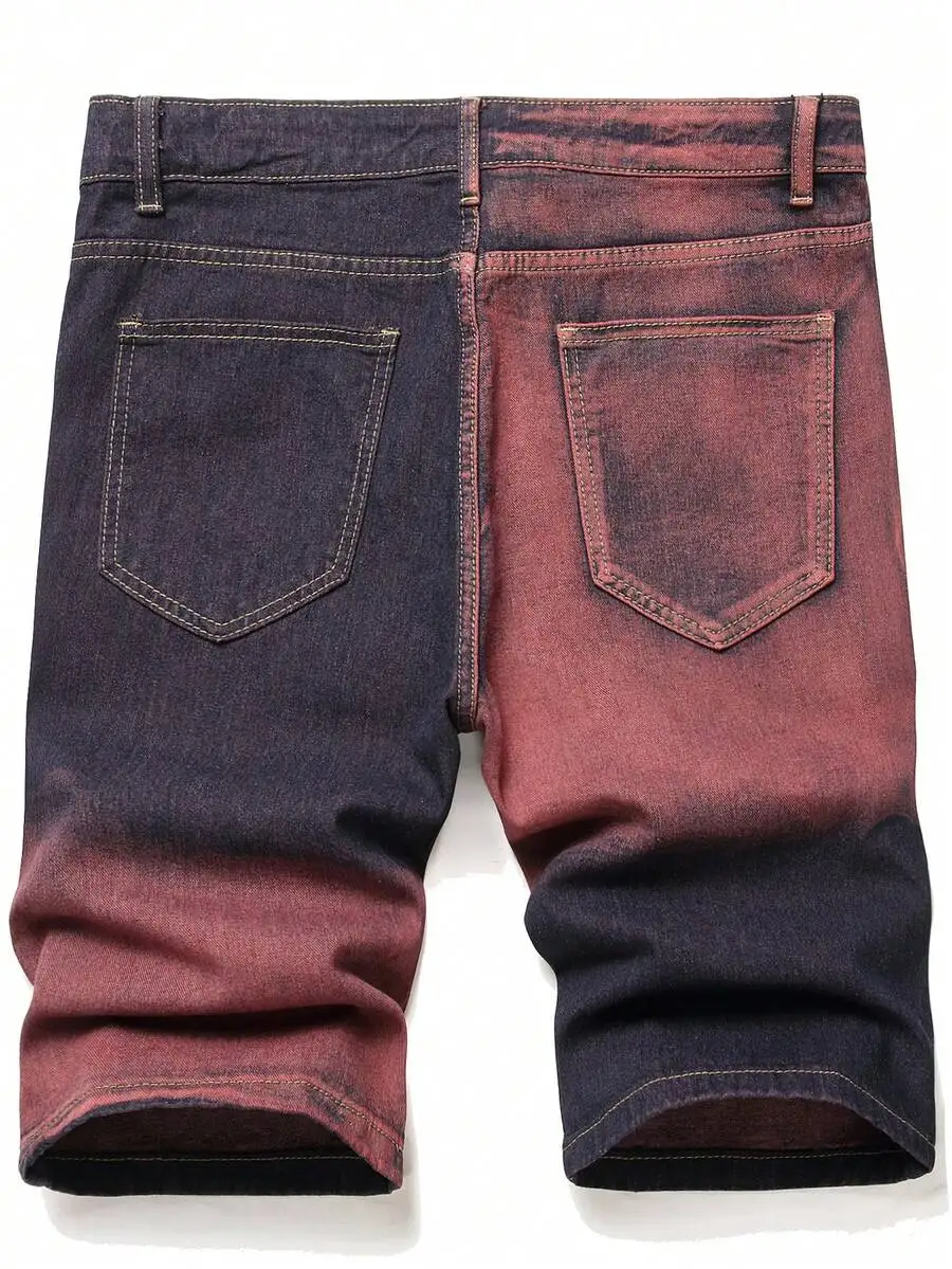Mens Casual Retro Washed Straight Leg Denim Shorts With Distressed Detail