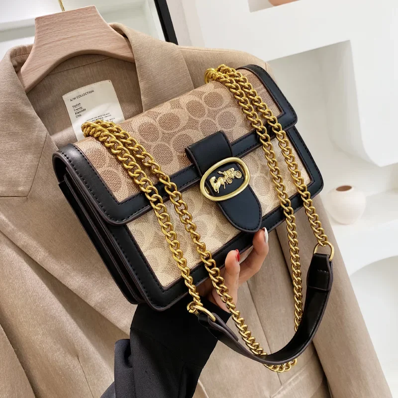 Luxury Versatile Women\'s Chain Bag Handbags 2024 Hot Sale Retro Designer Crossbody Shoulder Purses Small Square Bag Women Clutch