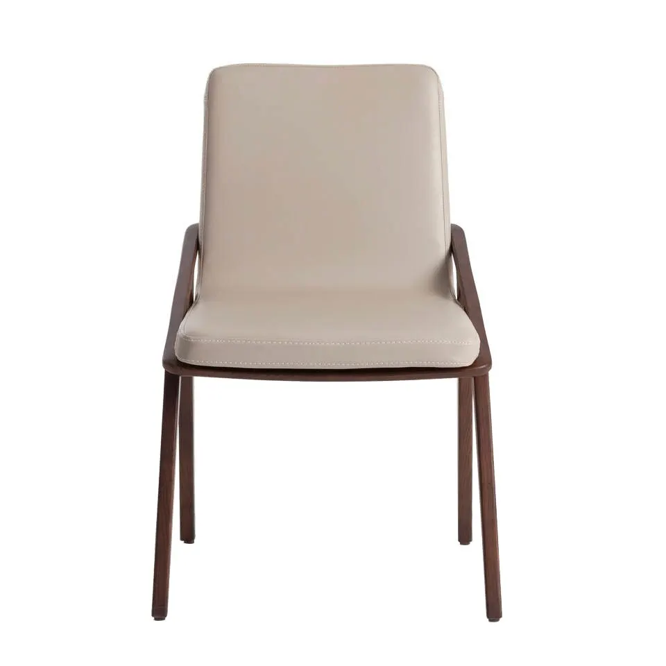 Chair 4019 Angel Cerdá-dining chair upholstered in leatherette and ash wood structure painted in walnut color.