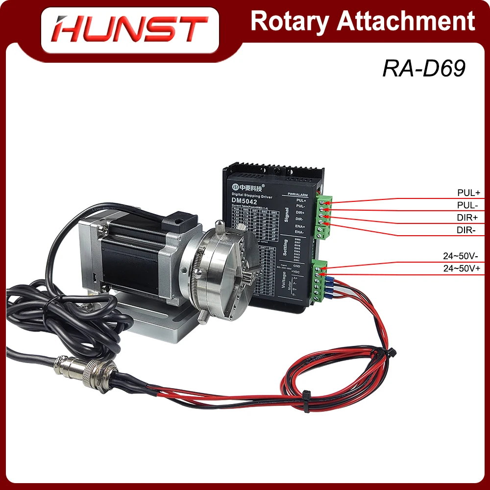 HUNST Rotary Attachment Diameter 69mm Device Fixture Gripper Three Chuck Rotary Worktable for Laser Marking Parts Machine